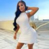 مثير عارية الذراعين الرسن شنقا الرقبة الدانتيل
