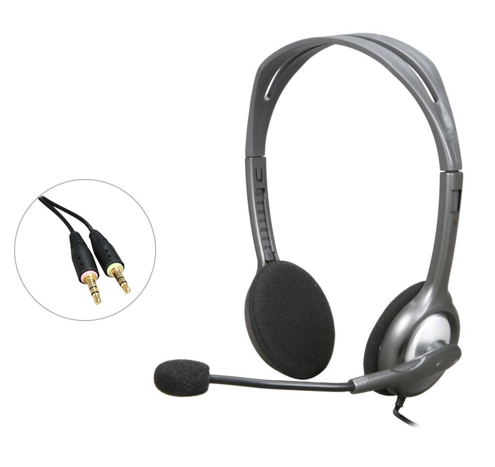 سماعات لوجتيك موديل H110  مع مايكريفون مع مخرج للصوت ومخرج للمايك, لون اسود - 2423