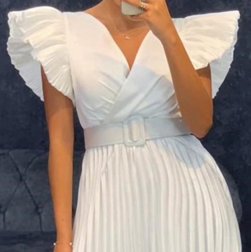 ازياء المرأة مثير Vneck الطائر الأكمام مطوي اللباس