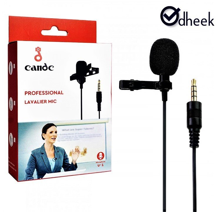 Lavalier Microphone for Smartphone / ميكروفون عالي الجودة - متعدد الاتجاهات مع نظام مشبك سهل - مثالي لتسجيل / المقابلات / مؤتمرات