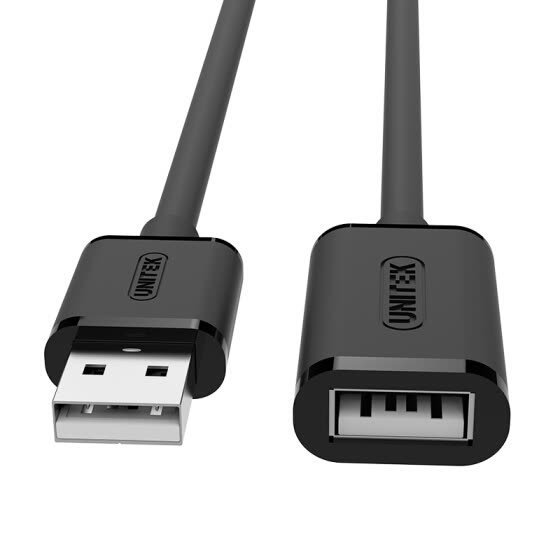 توصيلة USB 2.0 من يونيتيك ميل وفيميل بطول 1.5 متر, لون أسود