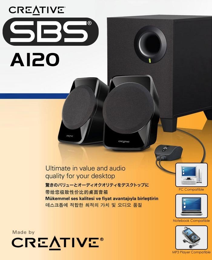سماعات كريتيف اس بي اس - Creative 2.1ch stereo speakers SBS A120 Black SP-SBS-A12R2
