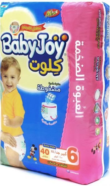 بيبي جوي حفاضات مقاس 6 كبير جداً للأولاد والبنات 40 حفاضة - 5352