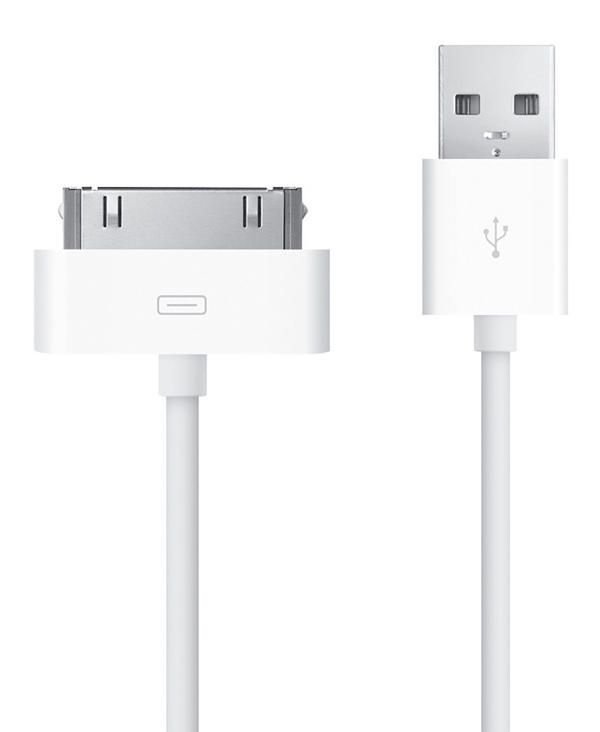 Apple 30-pin to USB Cable   - كابل USB بـ 30 دبوساً لهواتف آيفون 3/4 وأجهزة آي بود White