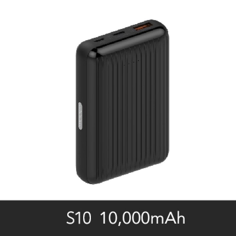بنك طاقة أسود (S10 (10,000 mAh بتقنية الكوالكم QC3.0 وتقنية الأي كيو 2 IQ2 وتقنية البي دي PD