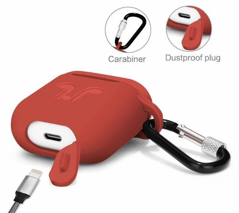جراب لين من السيليكون مع حامل السماعة اللاسلكية لسماعات ابل ايربودز  Airpods Earphone Silicone Case