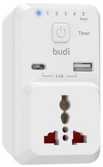 BUDI 3 PIN TIMER HOME CHARGER 12 WATT WITH TYPE-C CONNECTER M8J313U