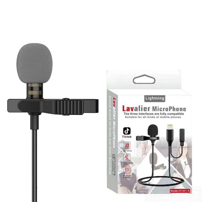 - ميكروفون  قابل للحمل ومزود بمشبك للتعليق على الصدر LAVALIER GL 141 Lightning Microphon